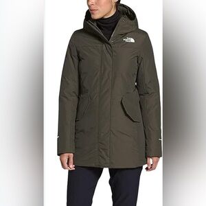 New THE NORTH FACE Pilson Waterproof Down Parka Hooded New Taupe Green Size Med